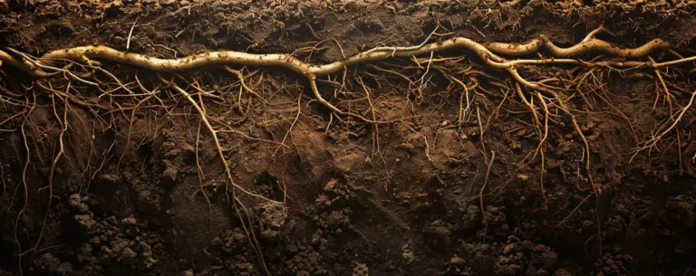 Sistema de raízes conectadas sob a terra.